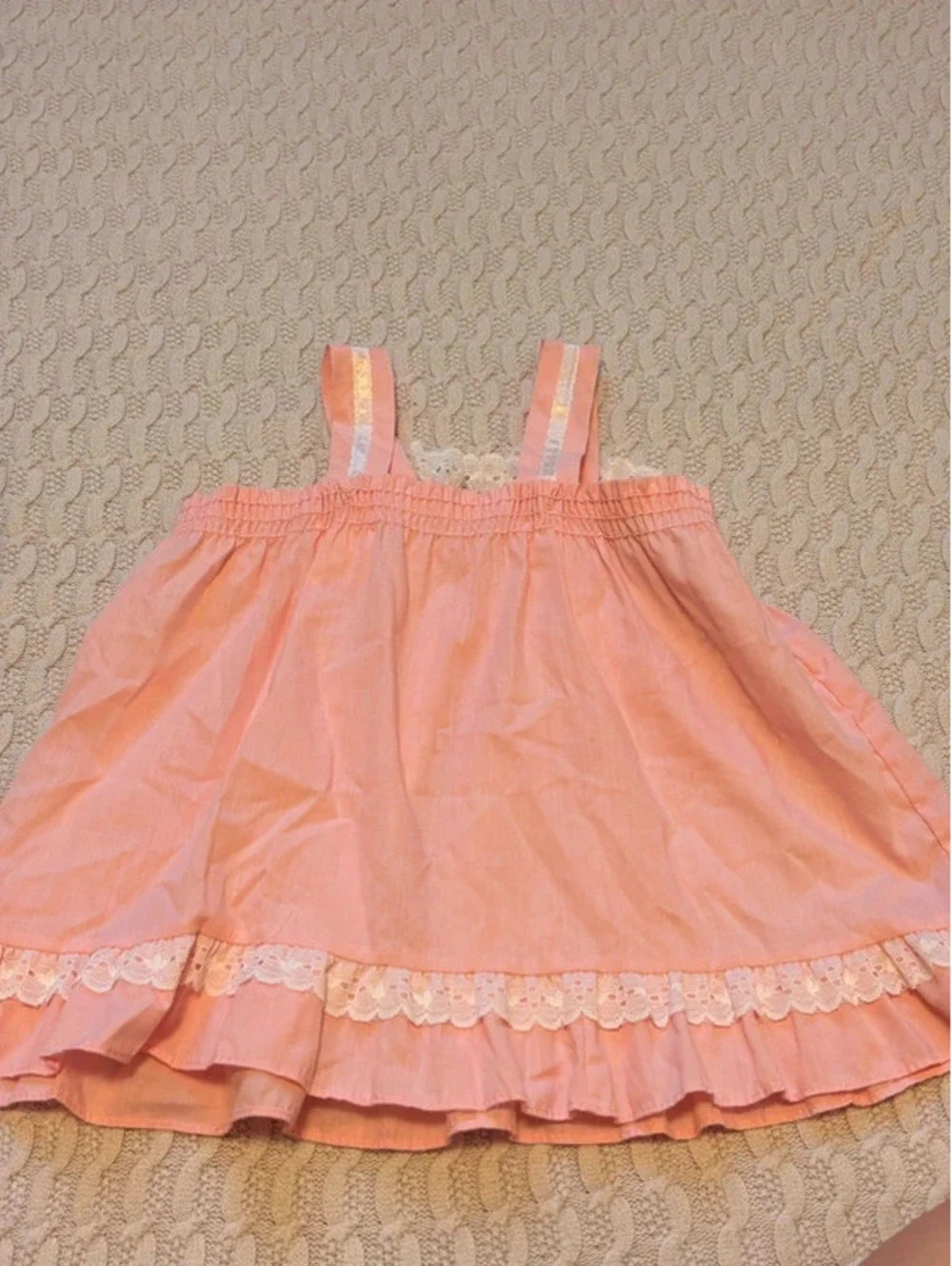 Vintage Toddlertime JCPenney Pink Apron Sundress 3T Lace Prairie Cottage Dress
